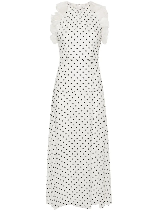 Flocking Polka-Dot Maxi Dress