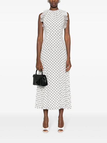 Flocking Polka-Dot Maxi Dress