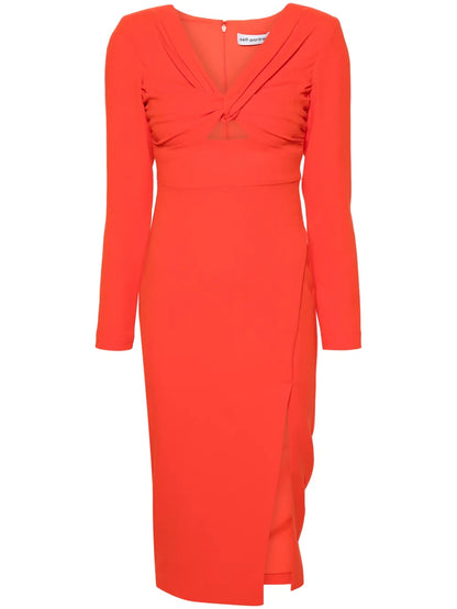 Twist-Detail Crepe Midi Dress