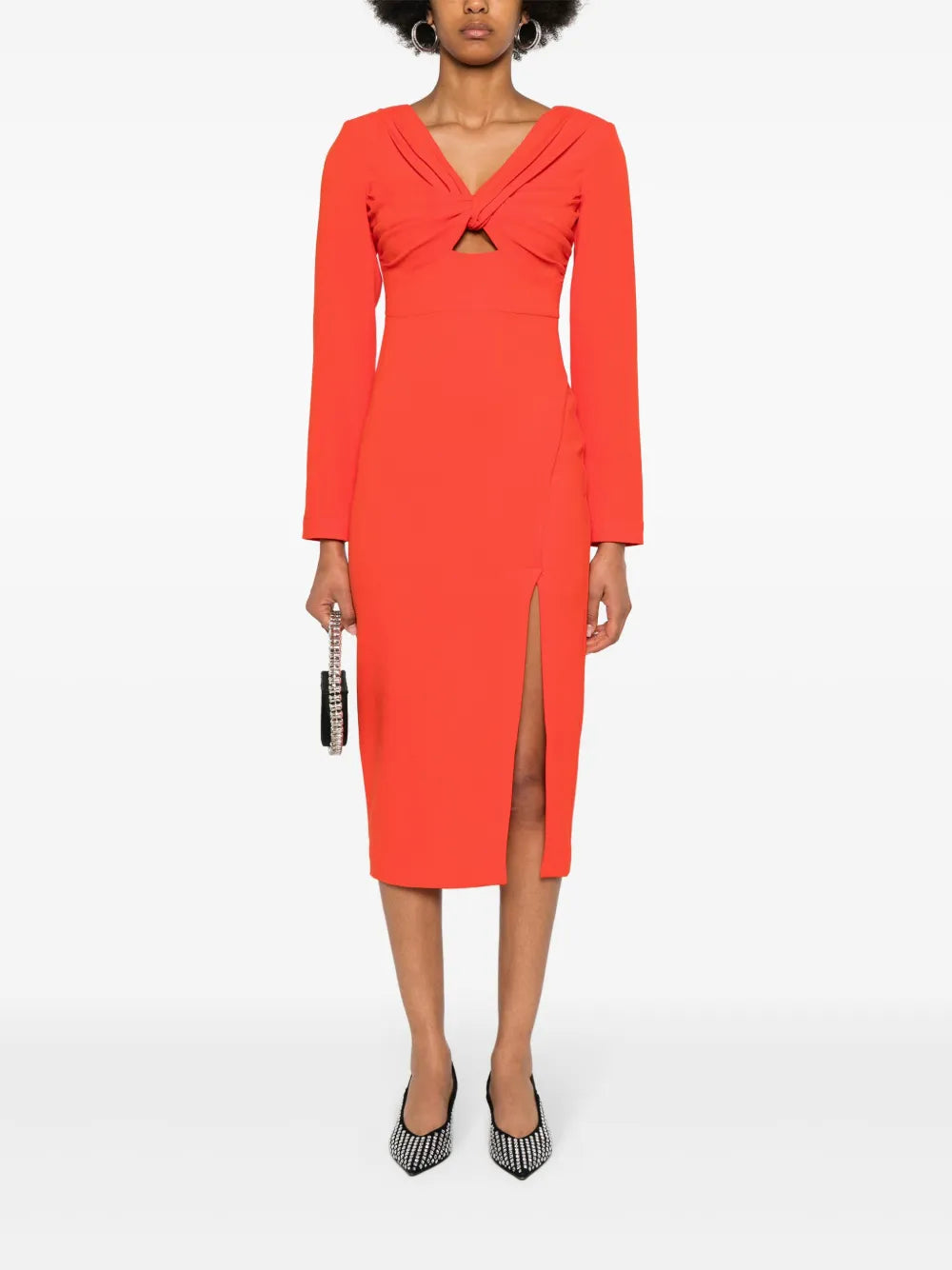 Twist-Detail Crepe Midi Dress