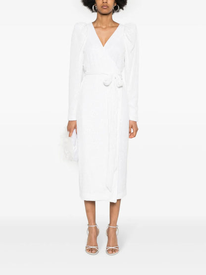 Sequined Midi Wrap Dress