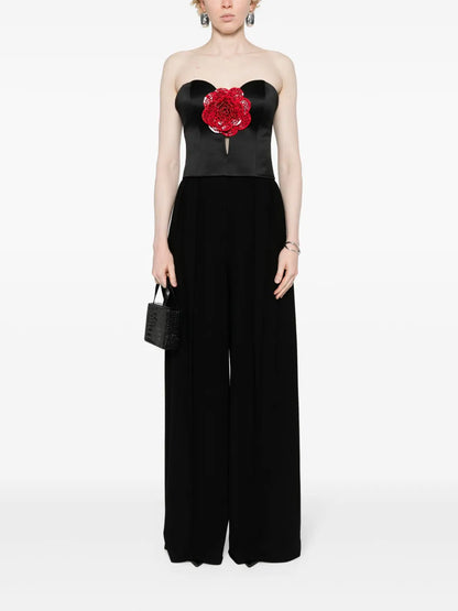 Floral-Appliqué Bustier Top