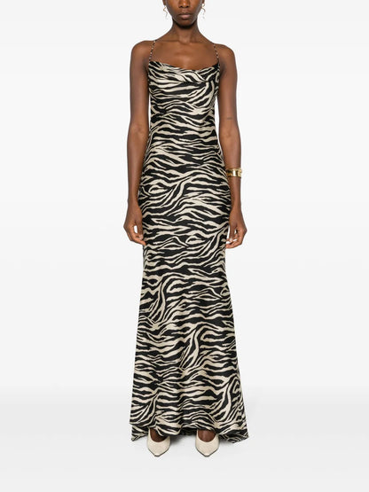 Zebra-Print Sleeveless Dress
