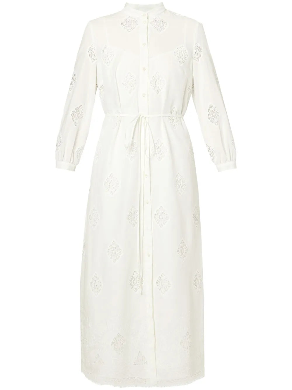 Lace-Panels Midi Shirtdress