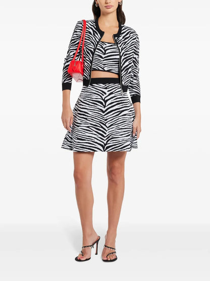Cropped Zebra-Intarsia Tank Top