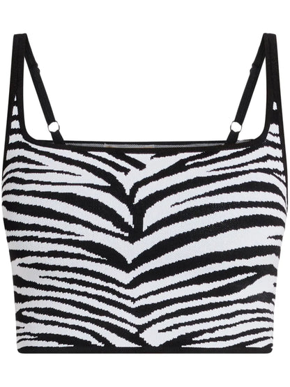 Cropped Zebra-Intarsia Tank Top