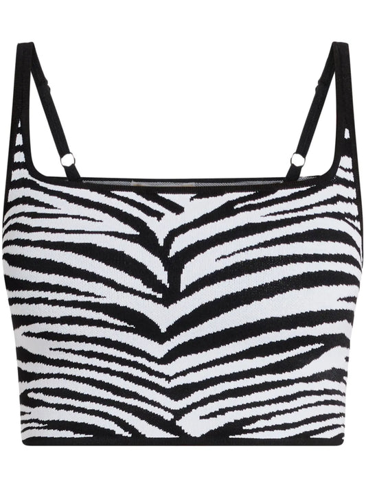Cropped Zebra-Intarsia Tank Top