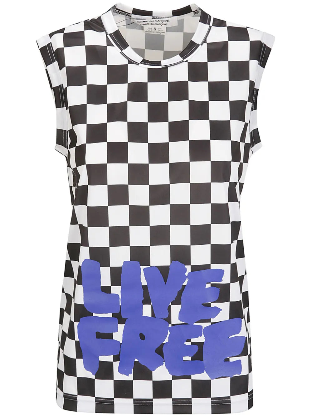 Checked Slogan-Print Tank Top