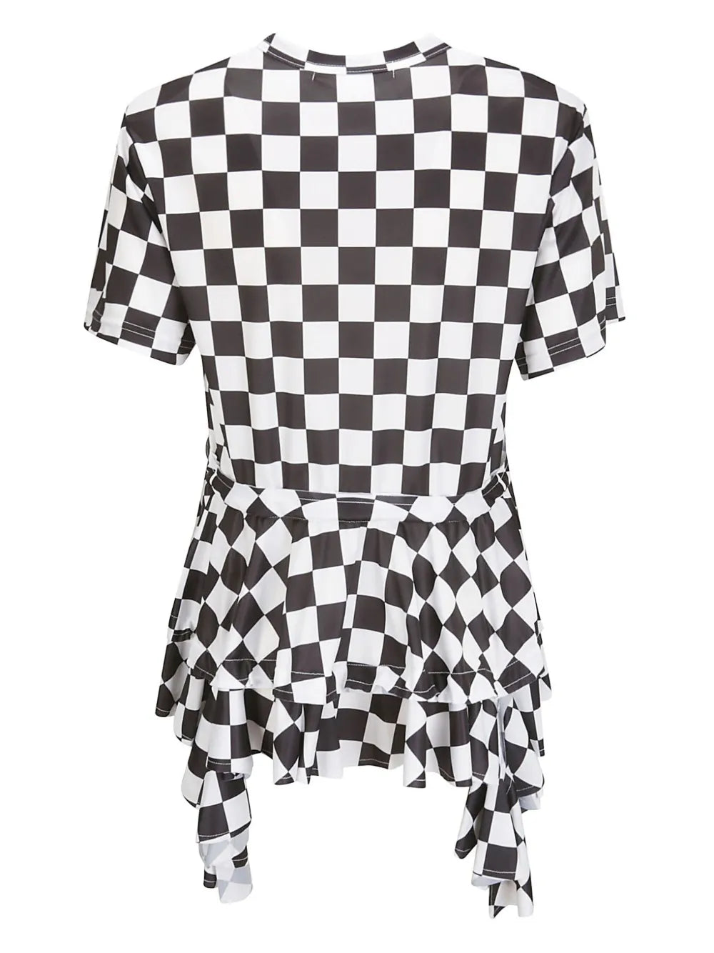 Checked Handkerchief-Hem T-Shirt