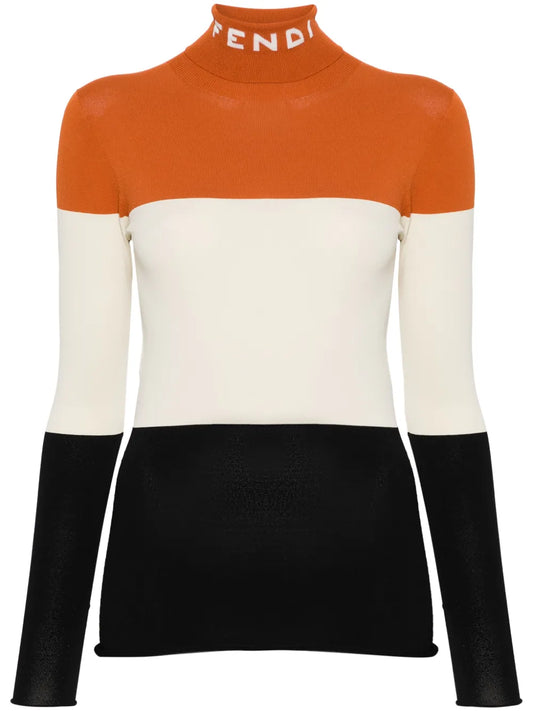 Logo-Intarsia Colour-Block Jumper