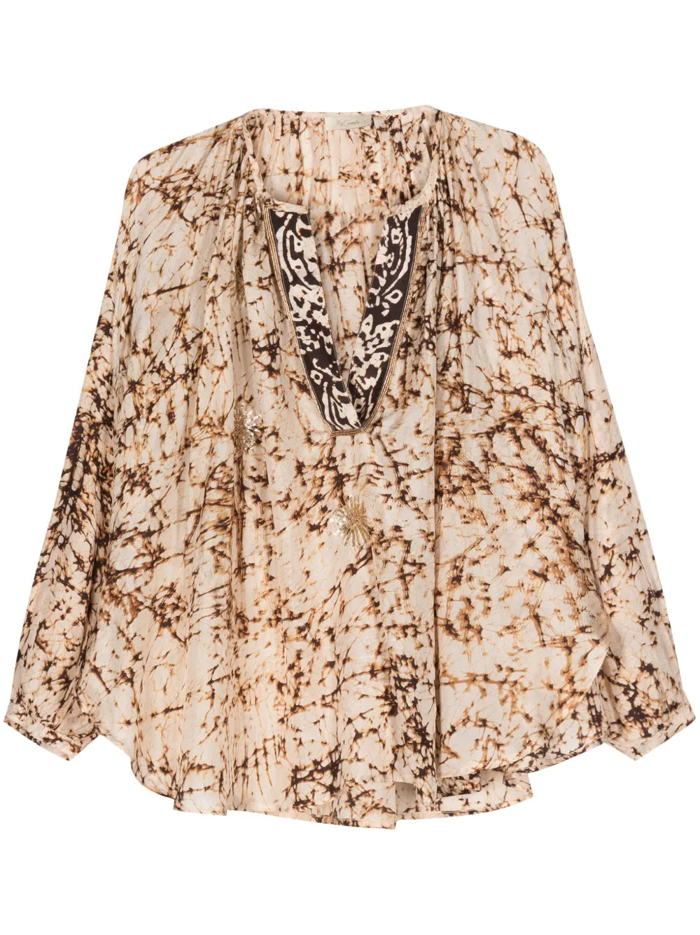 Abstract-Print Silk Blouse