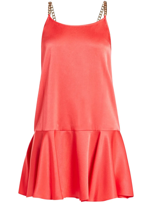 Peplum-Hem Satin Minidress