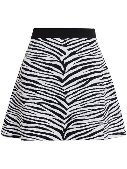 Zebra-Print A-Line Skirt