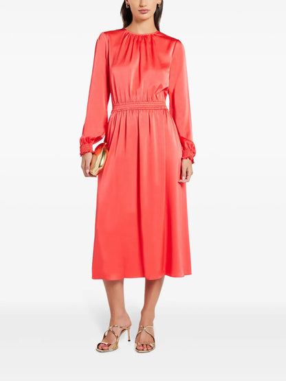 Open-Back Satin Midi Dress