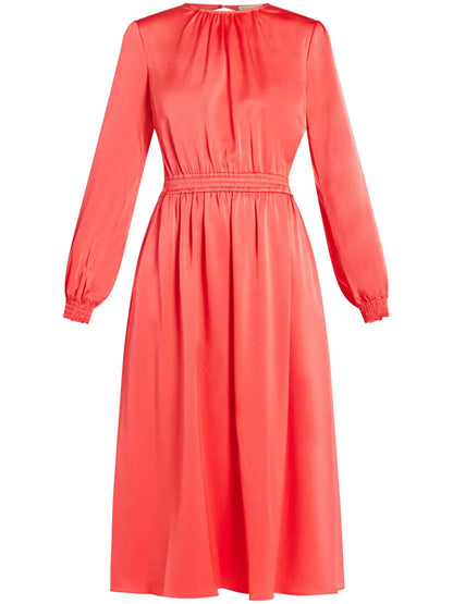 Open-Back Satin Midi Dress