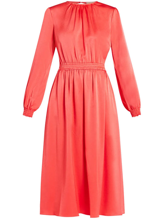 Open-Back Satin Midi Dress