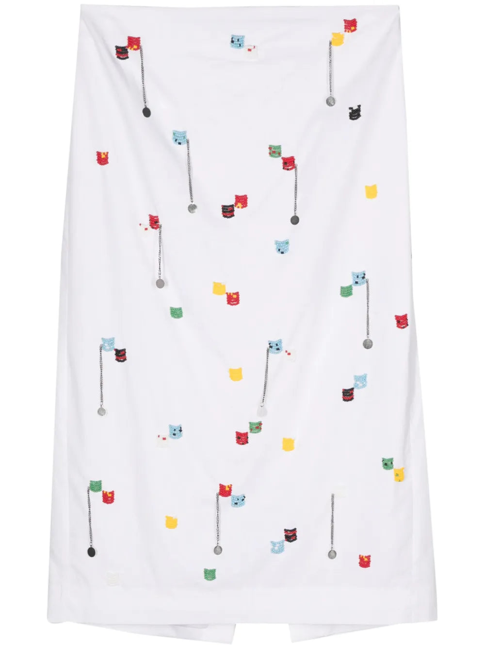 Bead-Embellished Cotton Midi Skirt