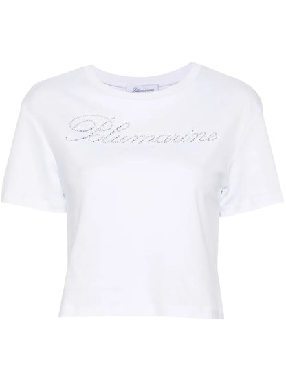 Rhinestone Embellished Cotton T-Shirt
