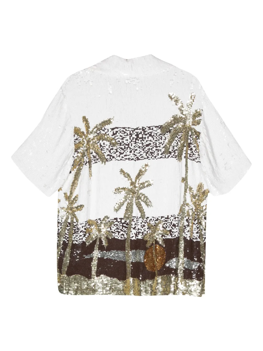 Palm Tree-Print Sequin-Embellished Shirt