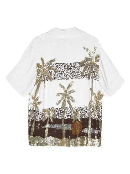 Palm Tree-Print Sequin-Embellished Shirt
