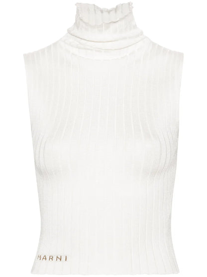High-Neck Ribbed Top