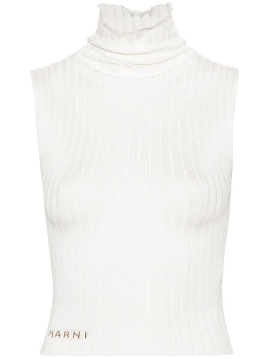 High-Neck Ribbed Top