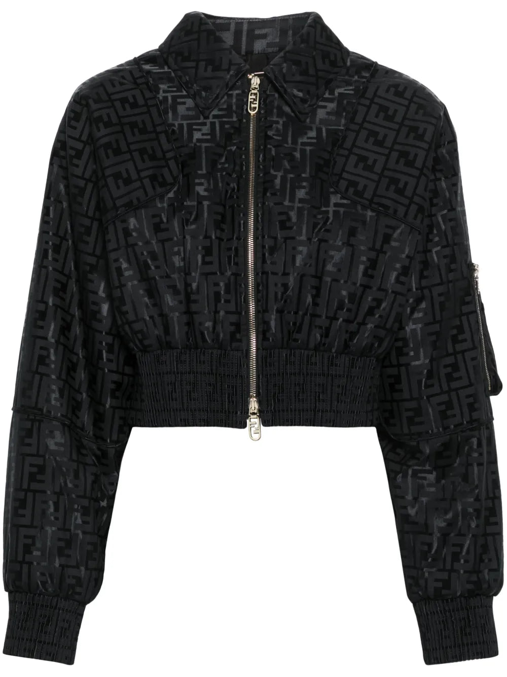 Ff-Jacquard Padded Cropped Jacket