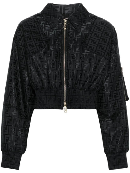 Ff-Jacquard Padded Cropped Jacket