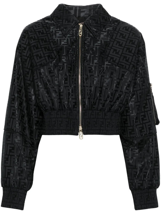 Ff-Jacquard Padded Cropped Jacket