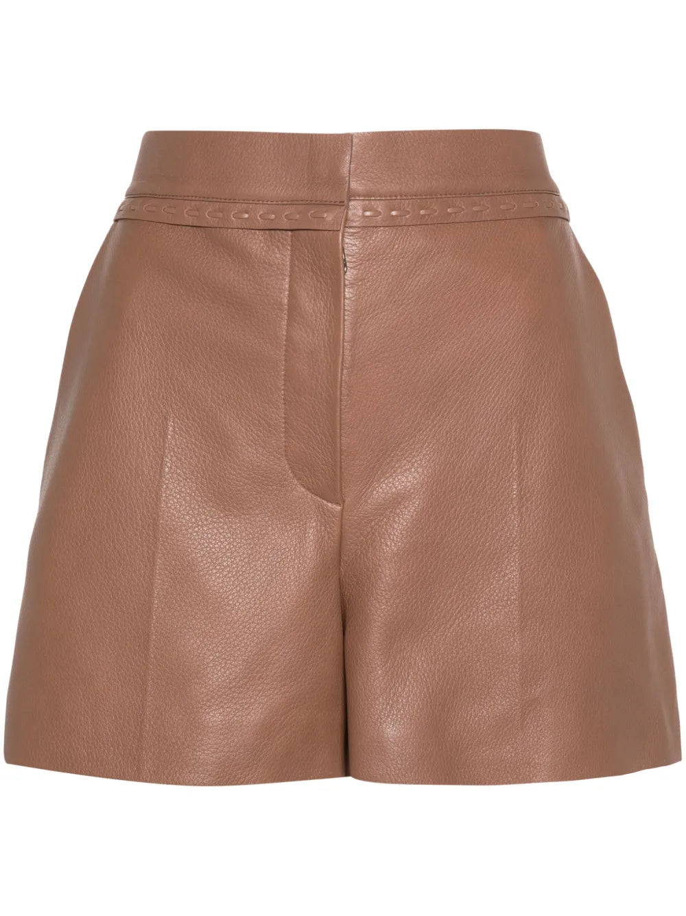Selleria-Stitching Leather Shorts