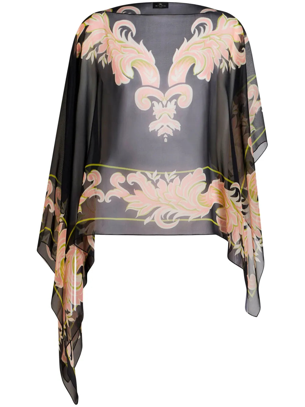 Venus-Print Silk Poncho