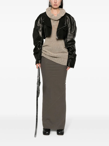 Micro Biker Cropped Leather Jacket