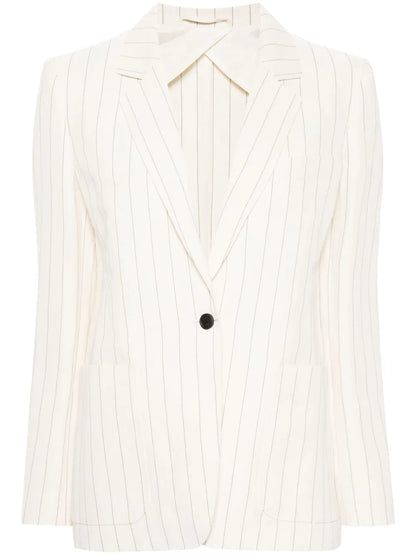 Single-Breasted Pinstriped Blazer