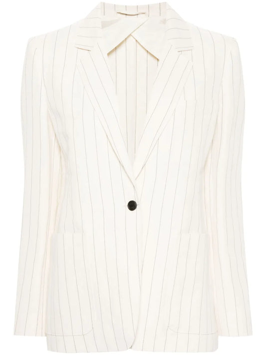 Single-Breasted Pinstriped Blazer