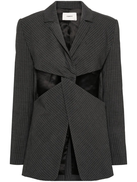 Pinstriped Twisted Blazer