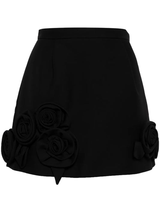 Floral-Appliquéd Miniskirt