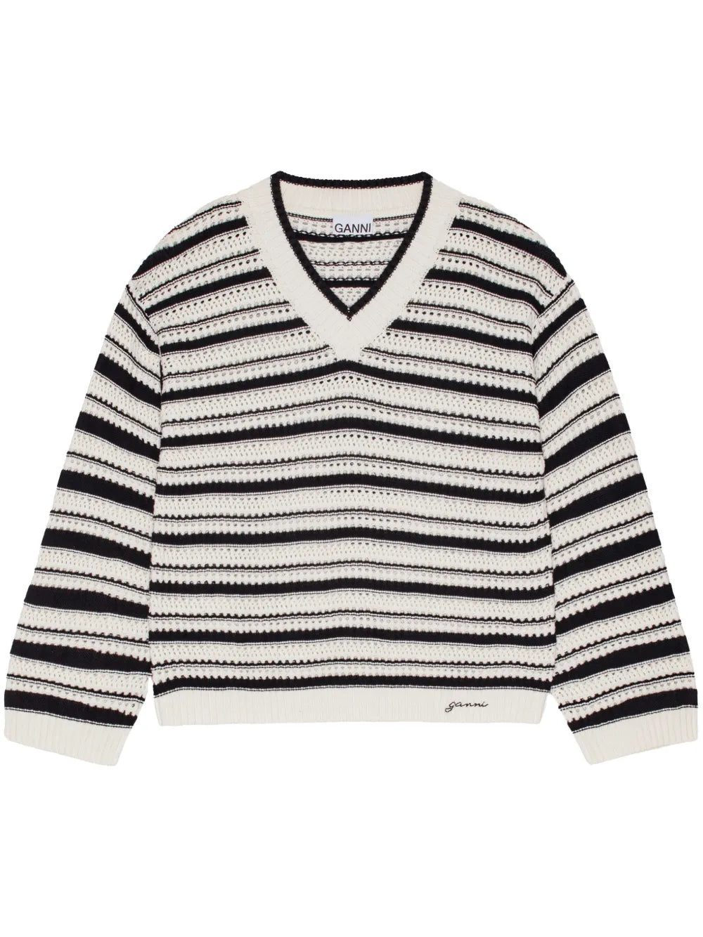 Striped Open-Knit Jumper