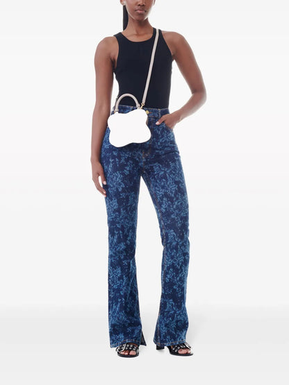 Floral-Print Flared Jeans