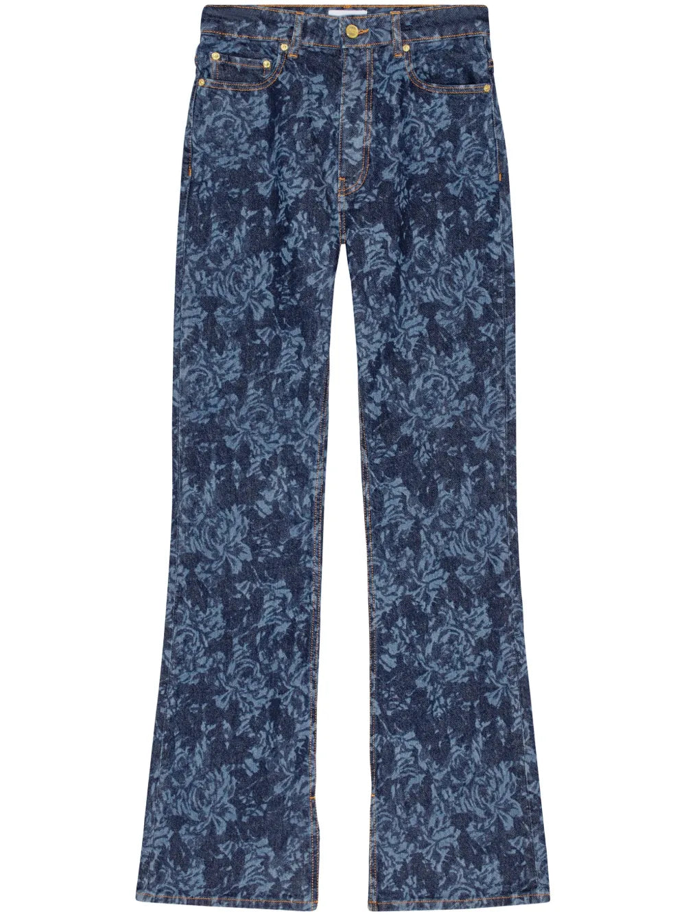 Floral-Print Flared Jeans