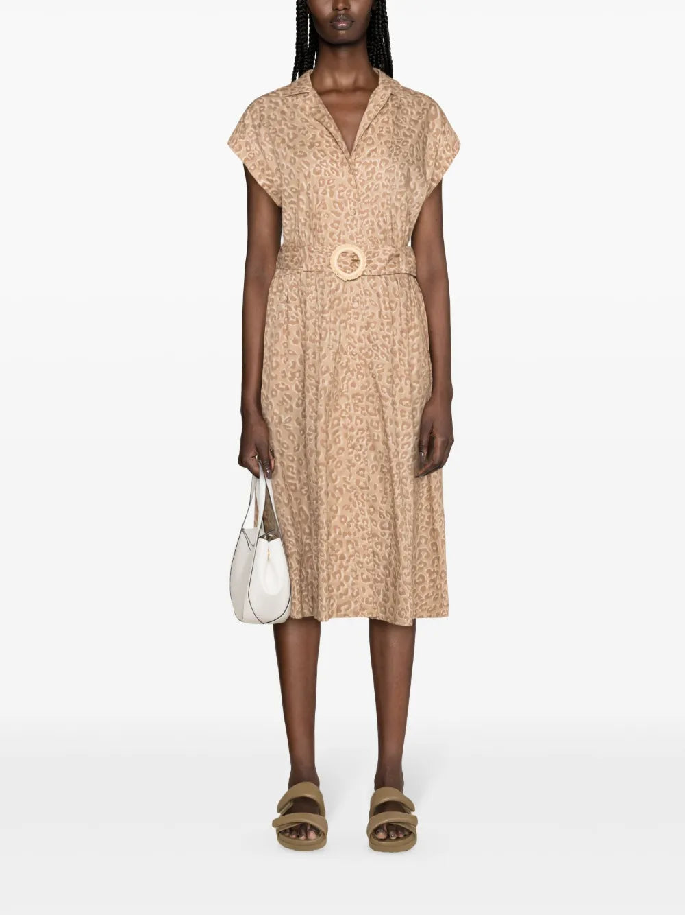 Leopard-Print Midi Shirt Dress