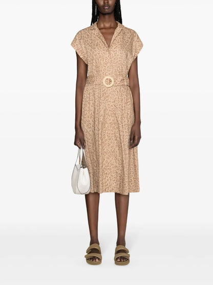 Leopard-Print Midi Shirt Dress