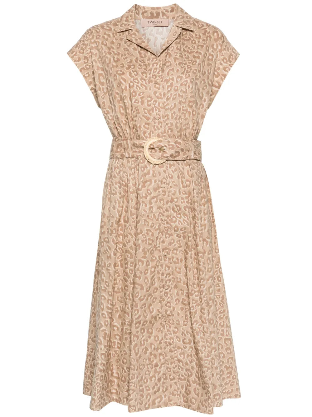 Leopard-Print Midi Shirt Dress