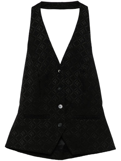 Moon Diamond-Jacquard Halterneck Top