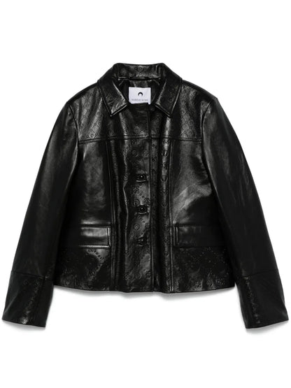 Moonogram-Embossed Leather Jacket