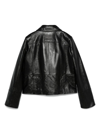 Moonogram-Embossed Leather Jacket