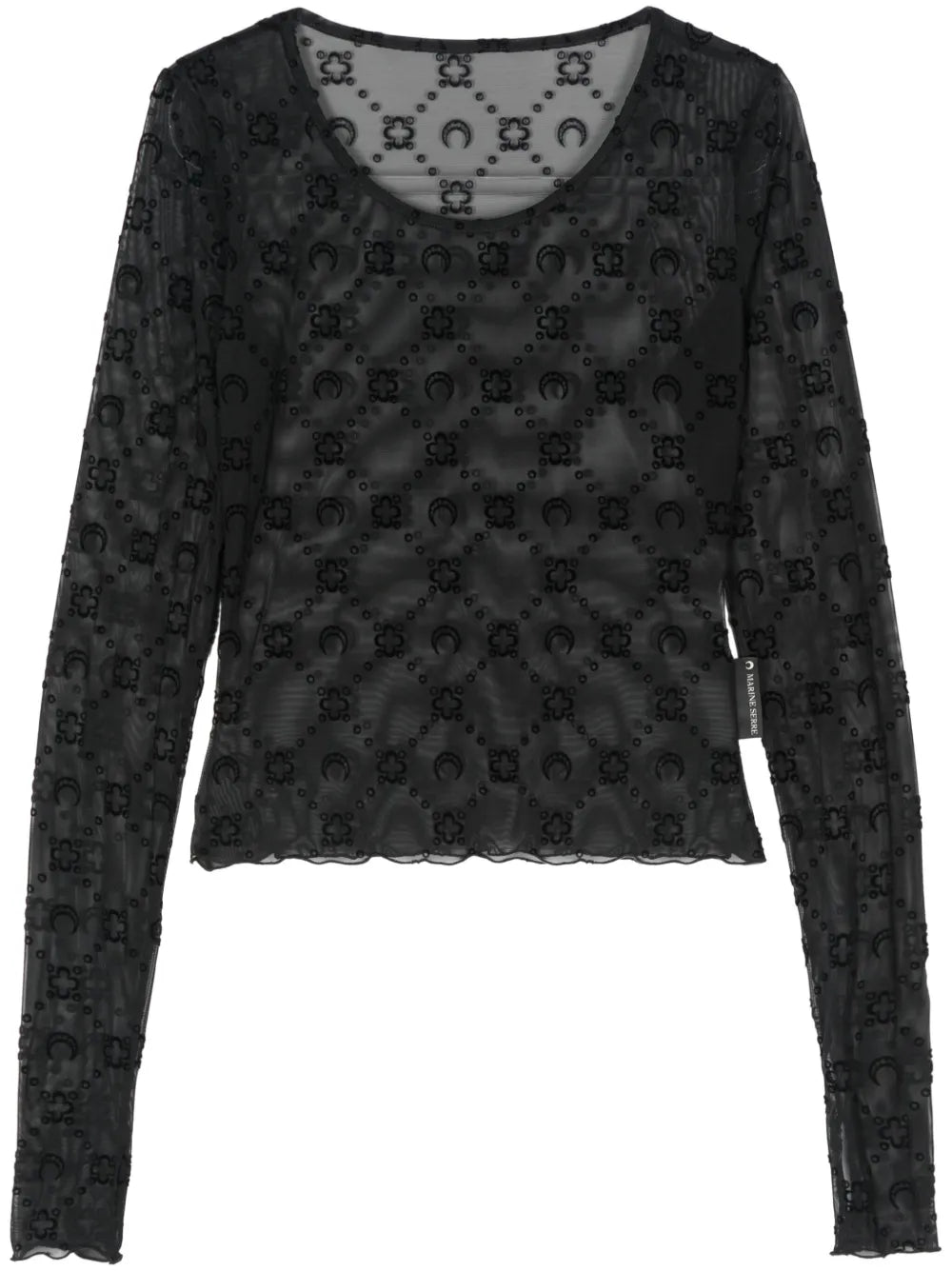 Flocked-Monogram Crop Top