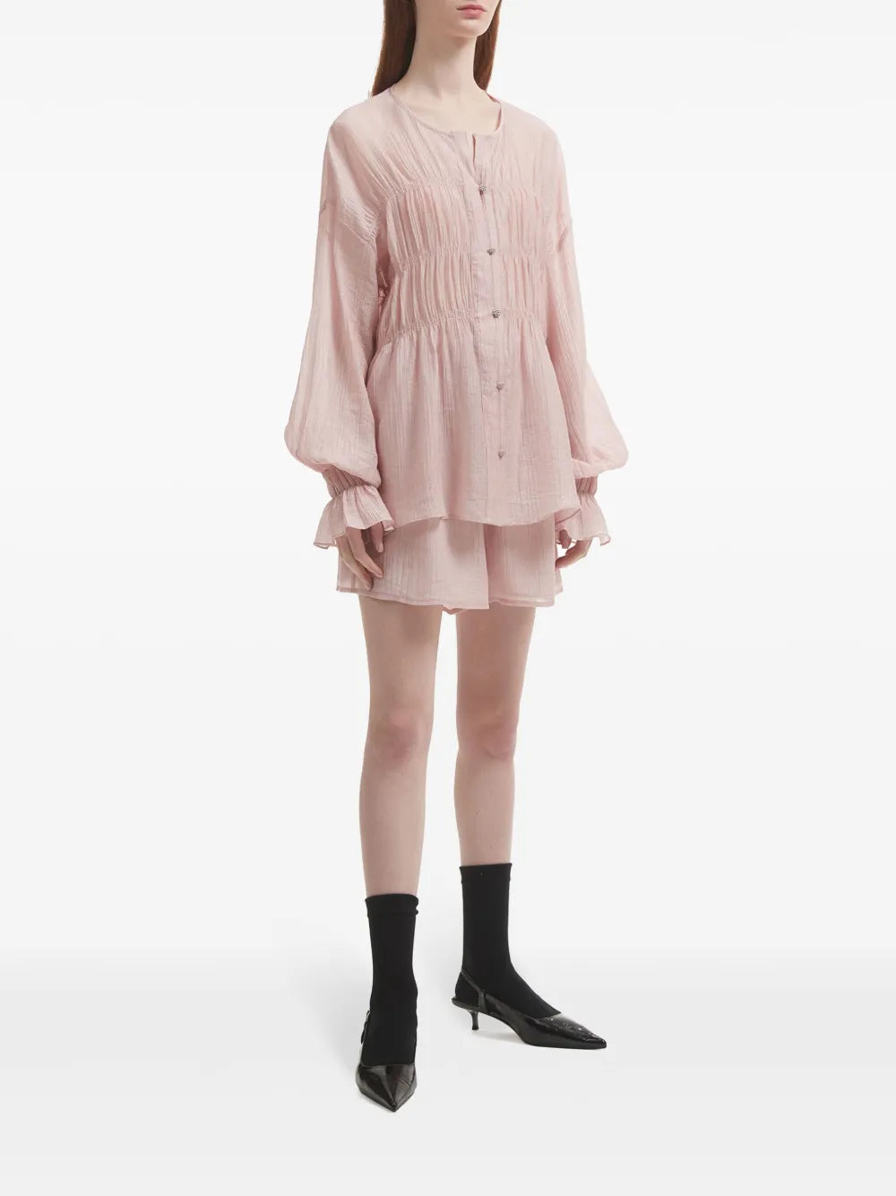 Pleated Shirred-Effect Short Set