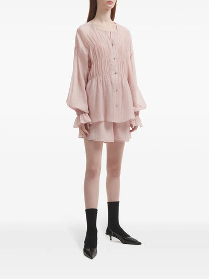 Pleated Shirred-Effect Short Set