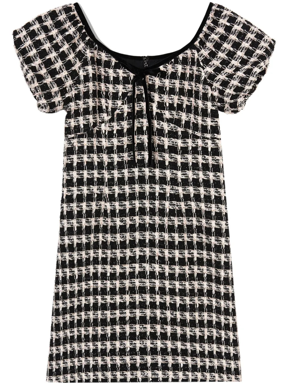 Puff-Sleeve Tweed Dress
