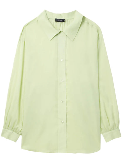 Ruched-Detail Button-Up Shirt